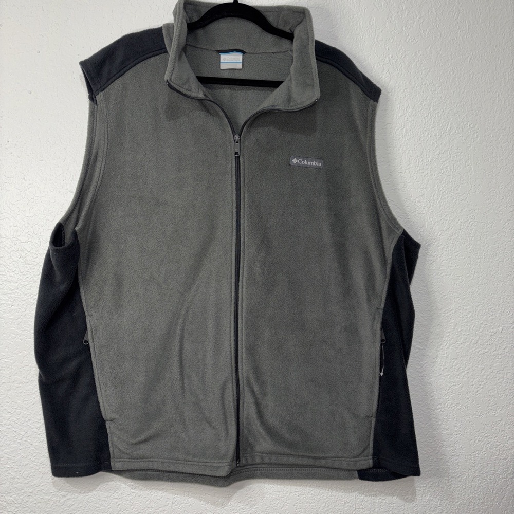 Columbia Fleece Vest Full Zip Mens 4XT Gray Black Outdoor Casual New